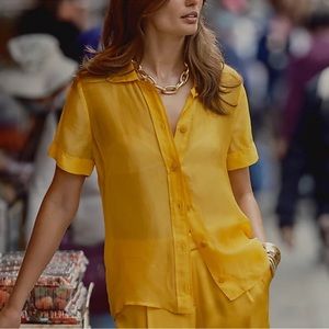 J. Crew Gamine button down sheer blouse